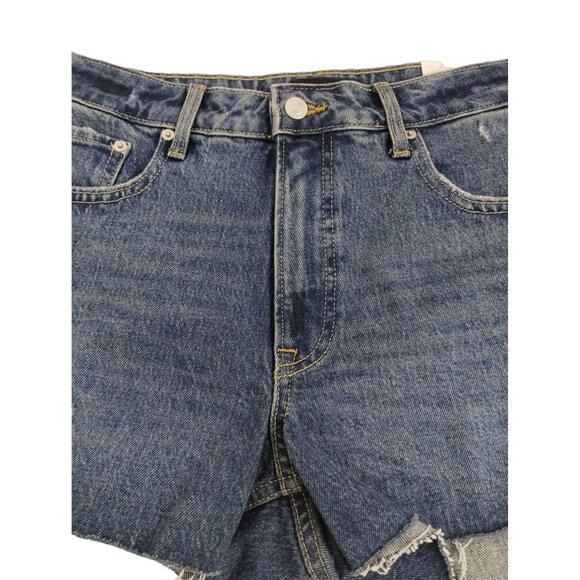 Free Assembly Womens 12 Cut Off Shorts 90s Style Blue Denim High Rise New - Picture 5 of 12